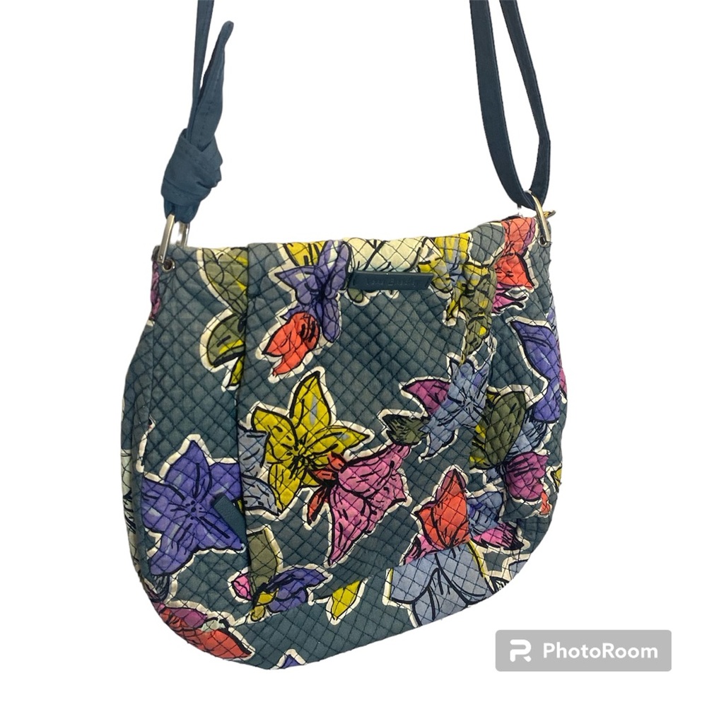Vera Bradley Quilted Cotton Floral Crossbody Bag Green Multicolor